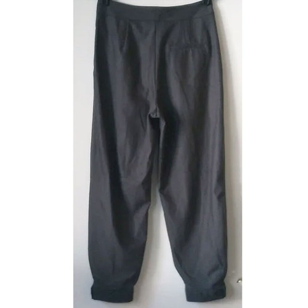 Zara High Rise Pleated Button-Cuff Crop Trousers XS Dark Gray - Picture 2 of 11